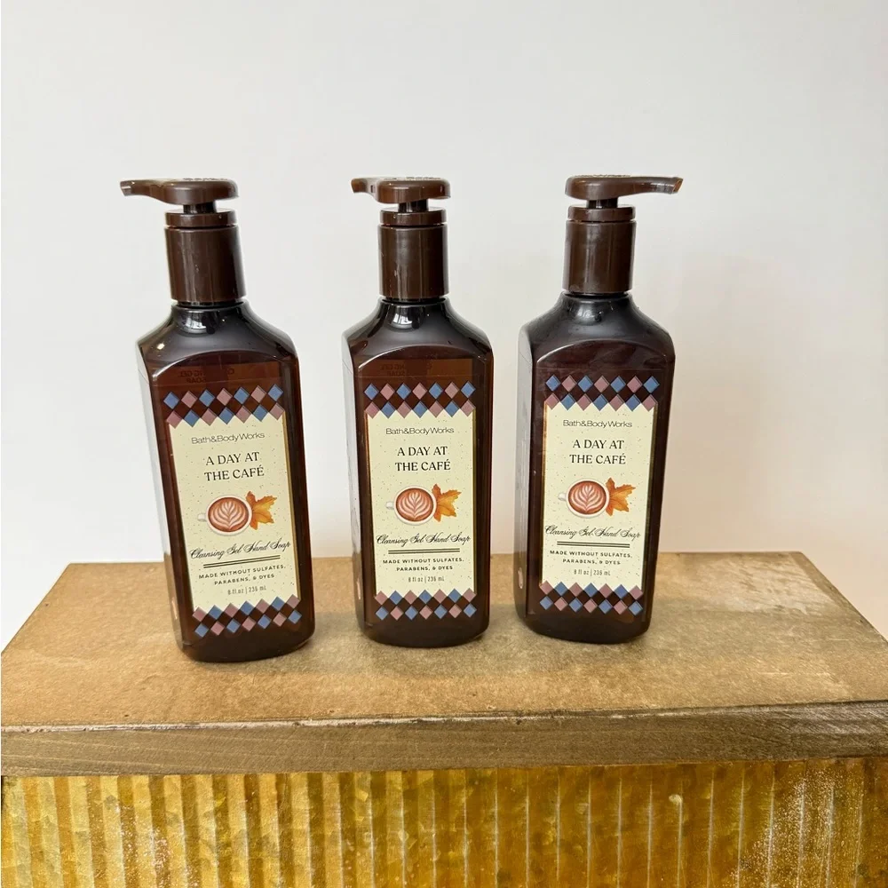 Bath & Body Works A Day at the Cafe (Coffee, Caramel) Cleansing Gel Hand Soap x3 - Picture 3 of 3